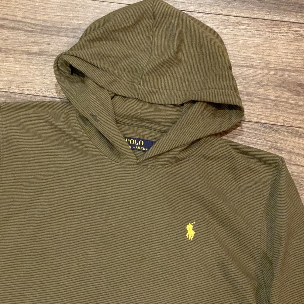 Ralph Lauren Polo Hooded Pullover Green Stripe XL Long Sleeve Comfort